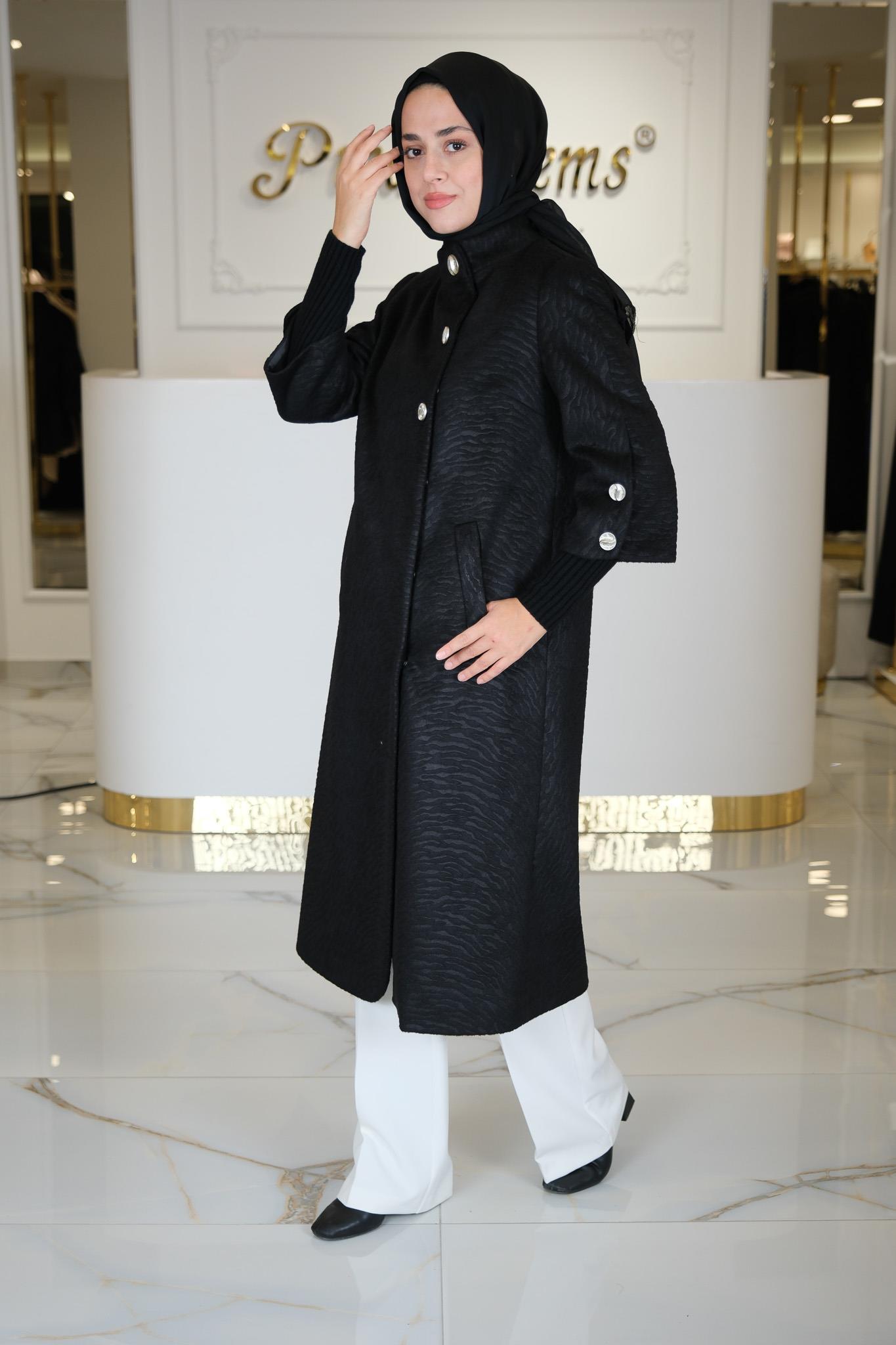 DESENLİ ANGORA KABAN SIYAH