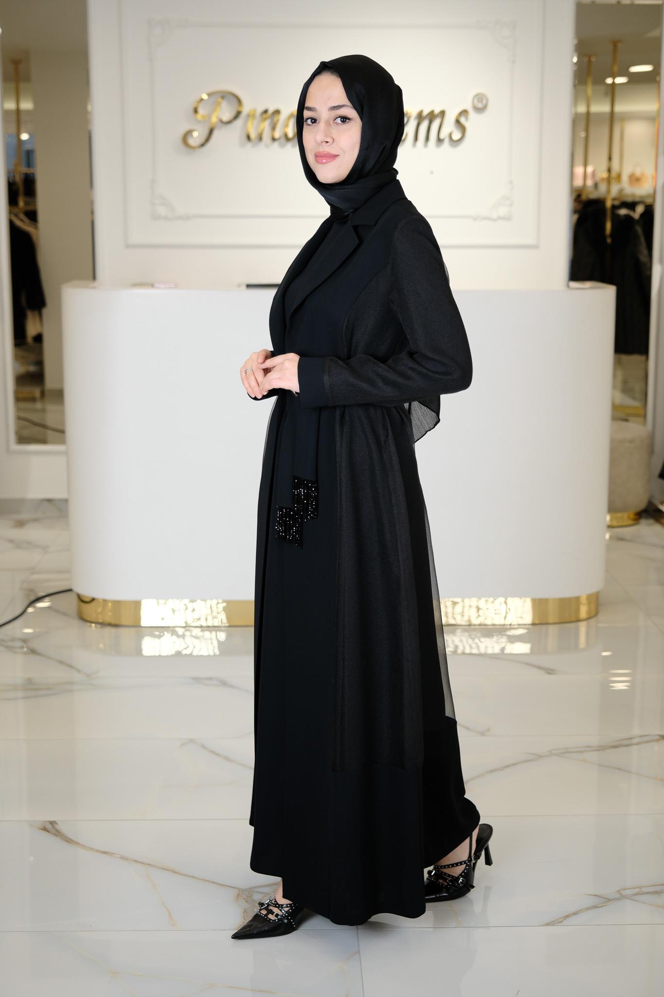 KREP ORGANİZE ABAYA SIYAH