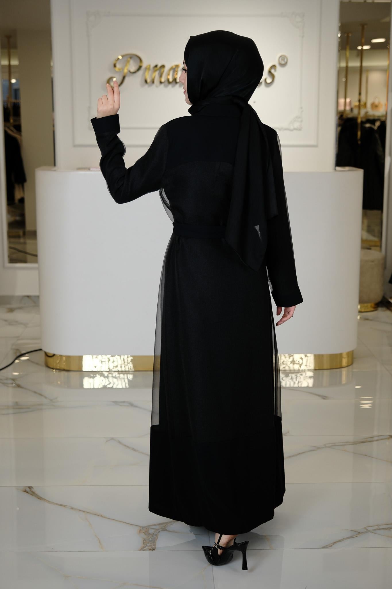 KREP ORGANİZE ABAYA SIYAH