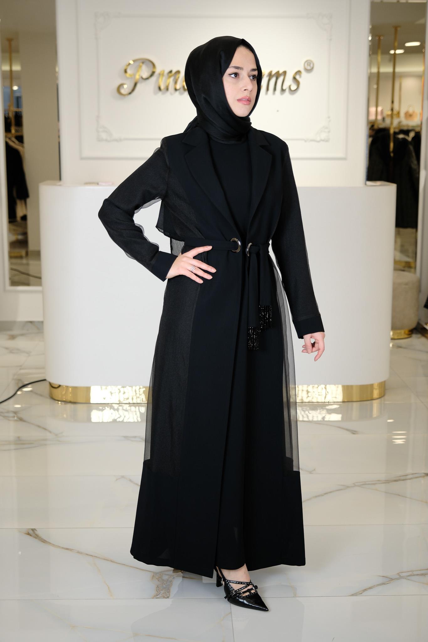 KREP ORGANİZE ABAYA SIYAH