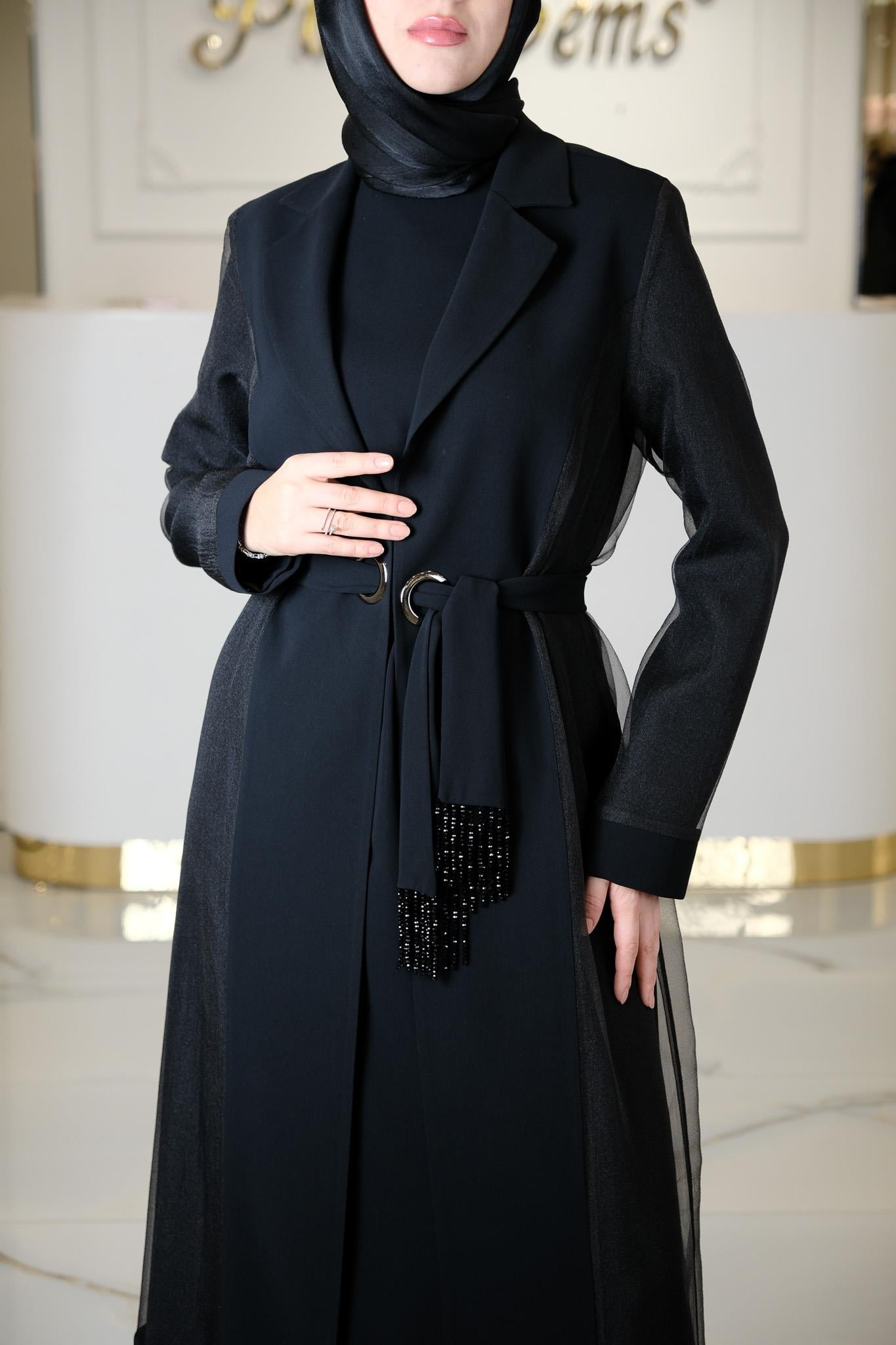 KREP ORGANİZE ABAYA SIYAH