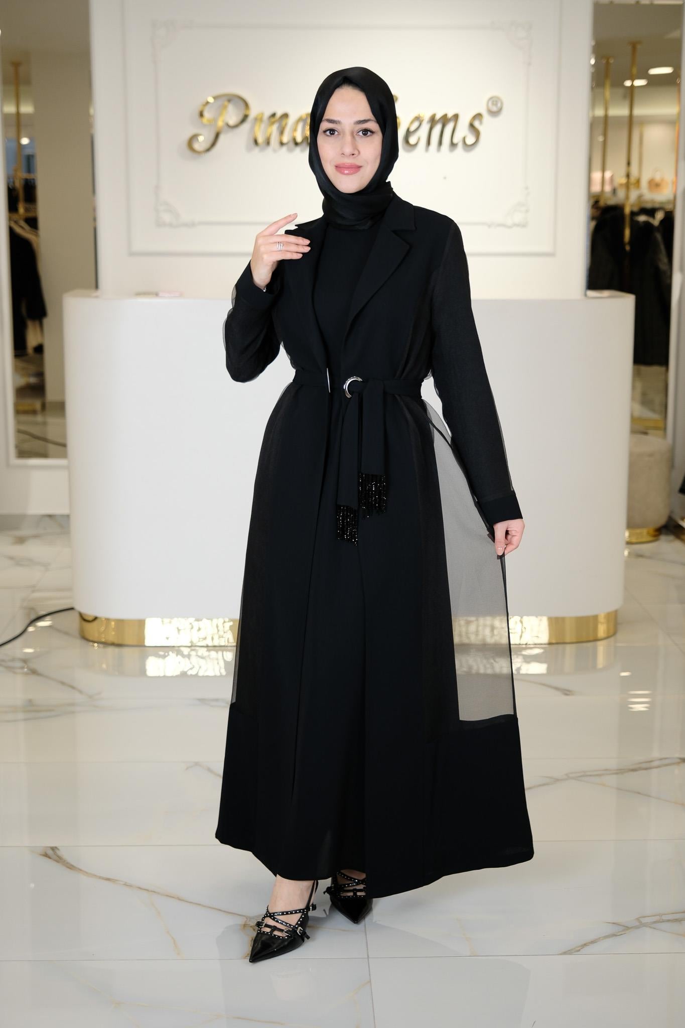 KREP ORGANİZE ABAYA SIYAH