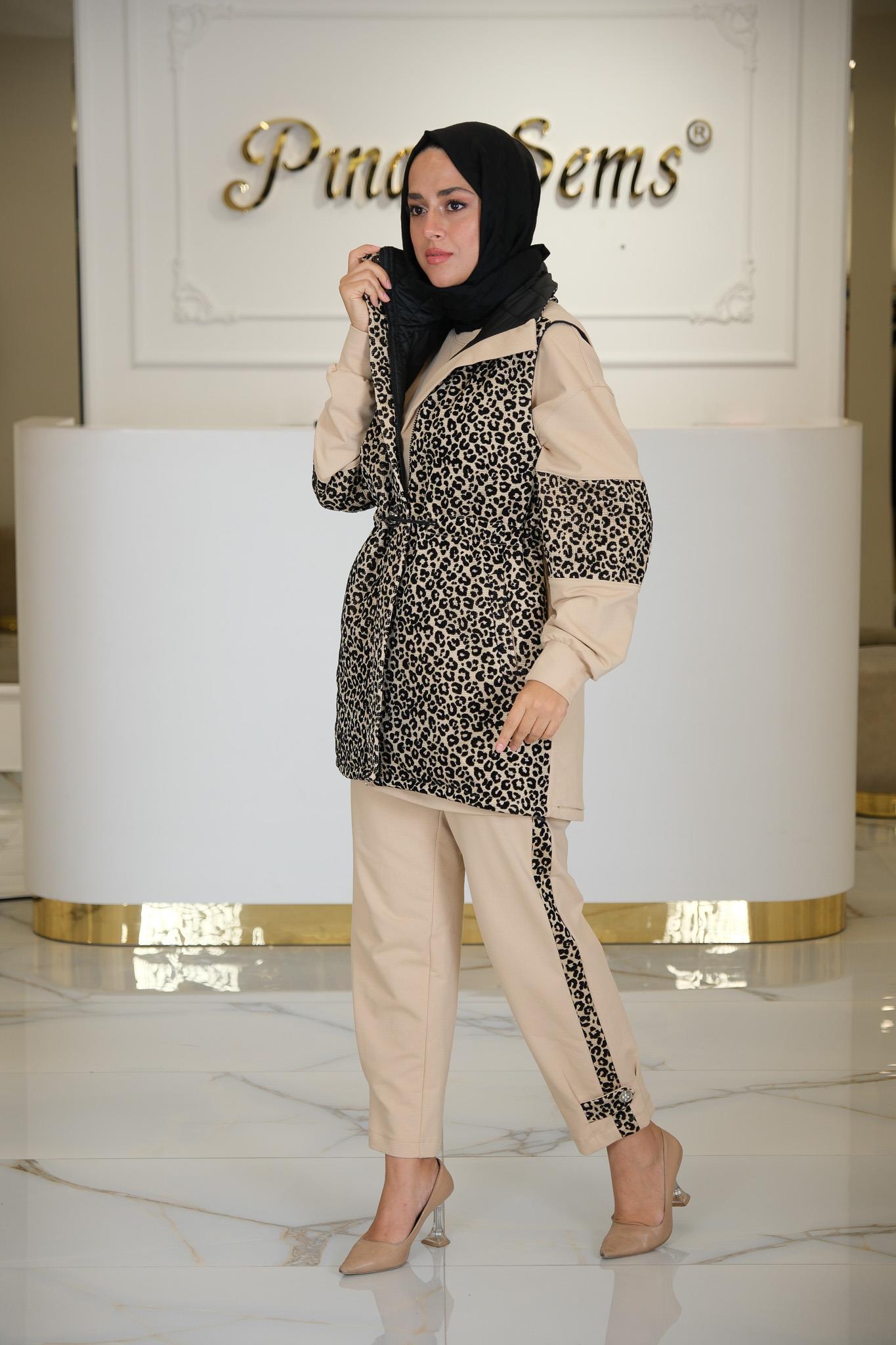 LEOPAR BASKILI YELEK 