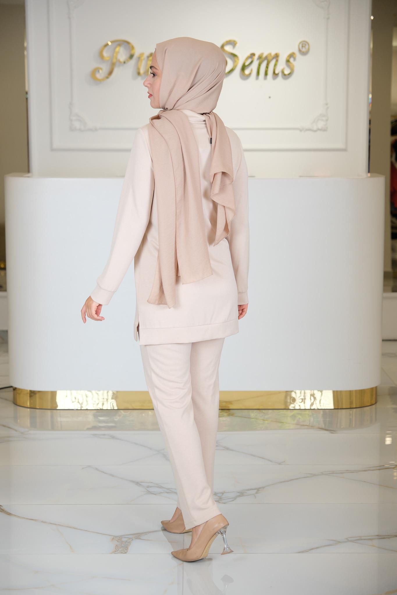 MODA TUNİK PANTLON TAKIM BEJ BEJ