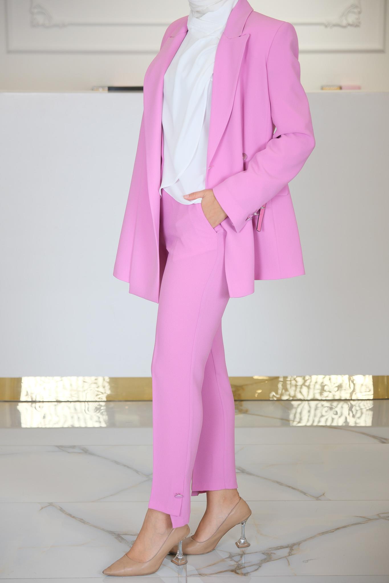 yandan cepli paçası asimetrik PEMBE