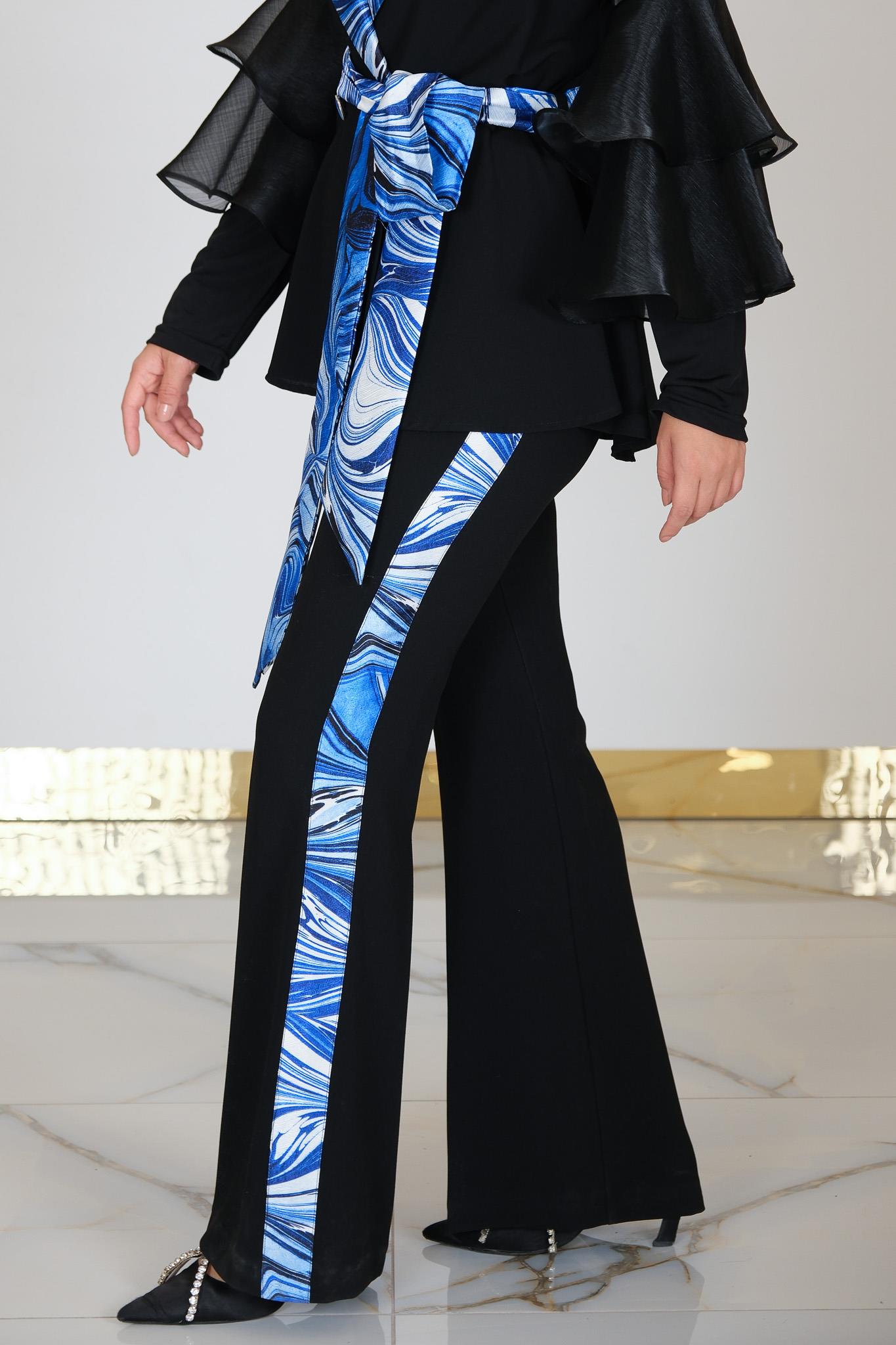 YANLARI DESENLİ PANTOLON SAKS
