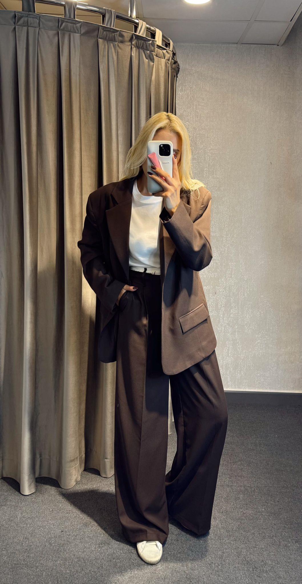 ASTARLI 2 DÜĞMELİ BLAZER CEKET KAHVE