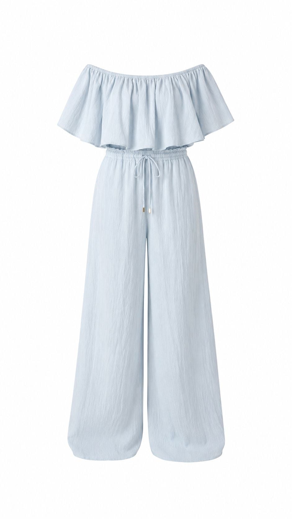 BEBE MAVİ FIRFIR DETAYLI BLUZ PANTOLON TAKIM