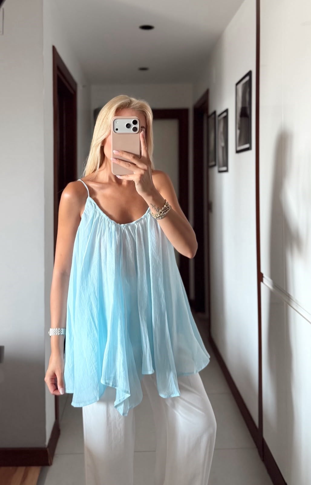 BEBE MAVİ ZR MODEL ASKILI BLUZ