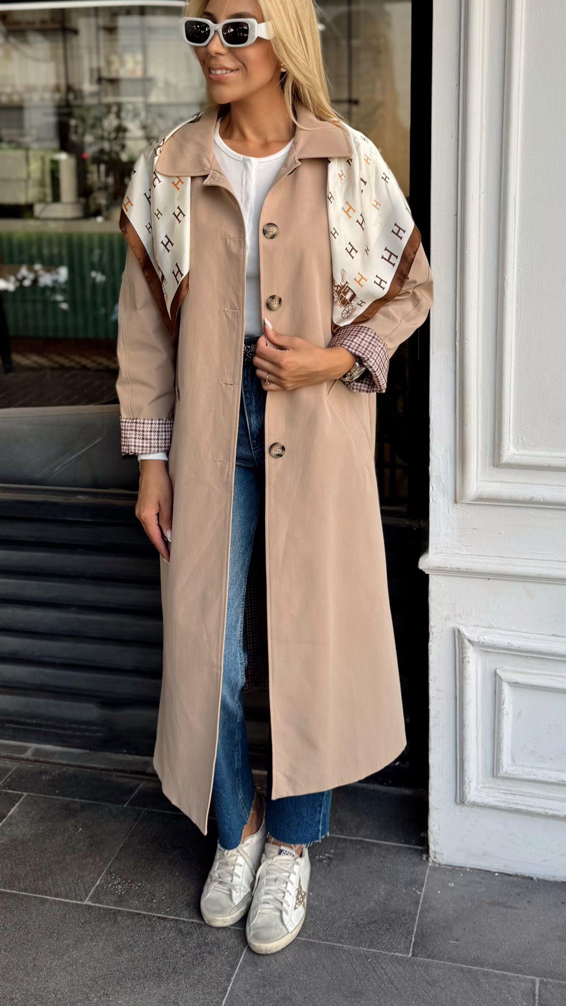 CAMEL KOL KATLAMALI TRENÇ