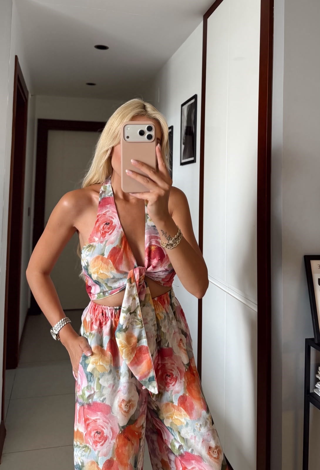 ÇİÇEK DESENLİ CROP PANTOLON TAKIM