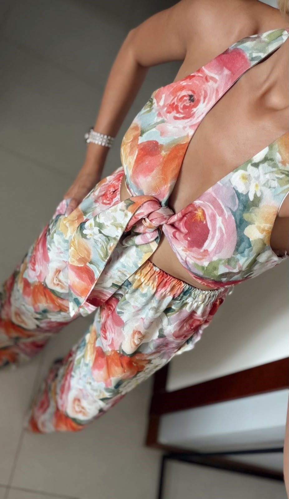ÇİÇEK DESENLİ CROP PANTOLON TAKIM