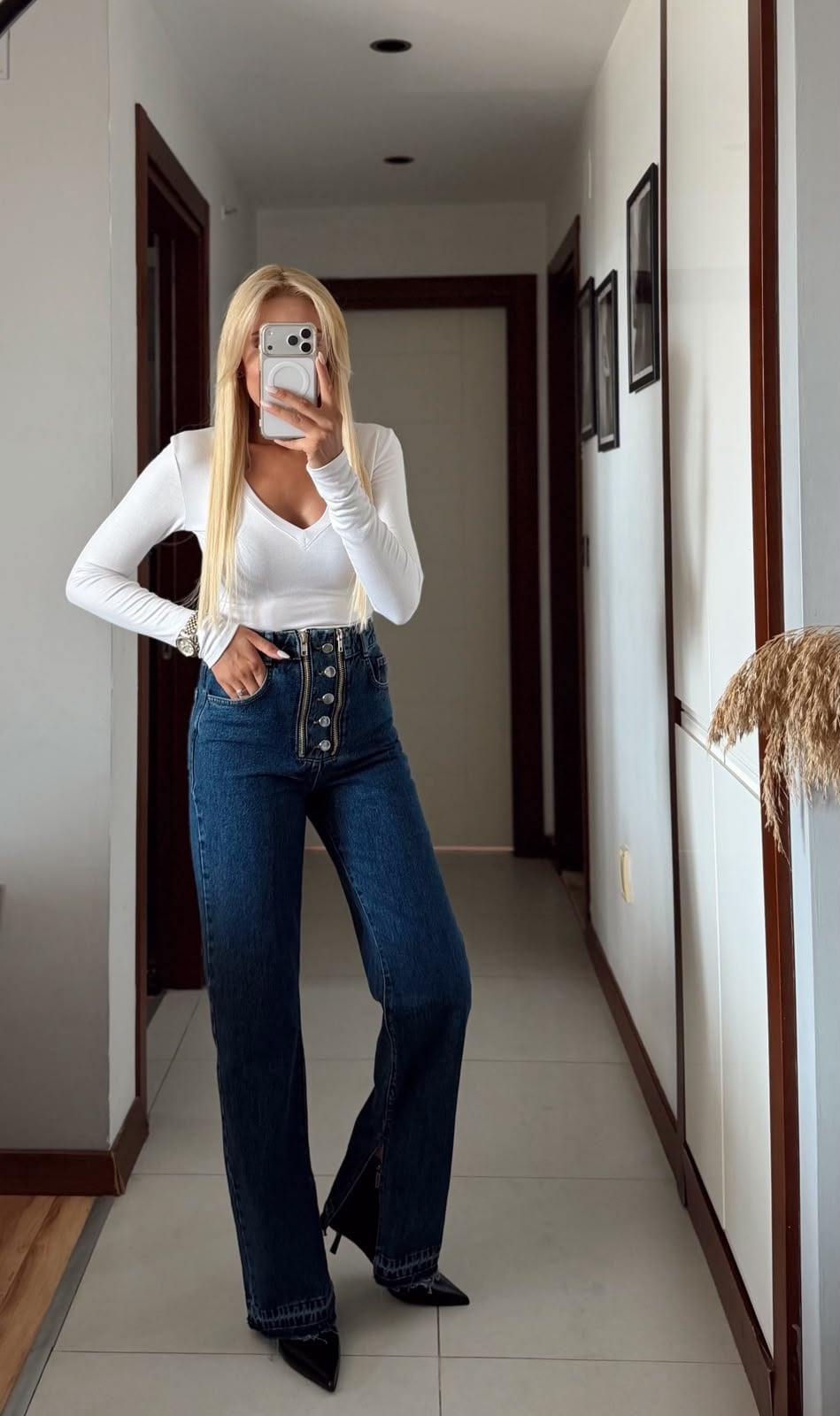 ÇİFT FERMUARLI PAÇASI YIRTMAÇLI JEAN