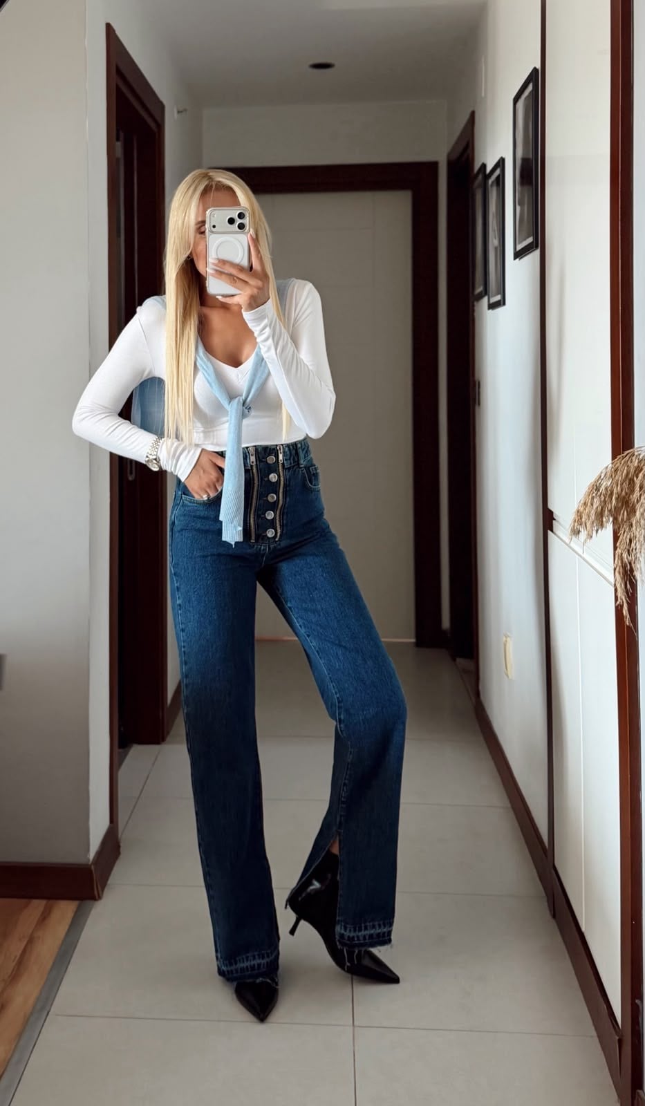 ÇİFT FERMUARLI PAÇASI YIRTMAÇLI JEAN