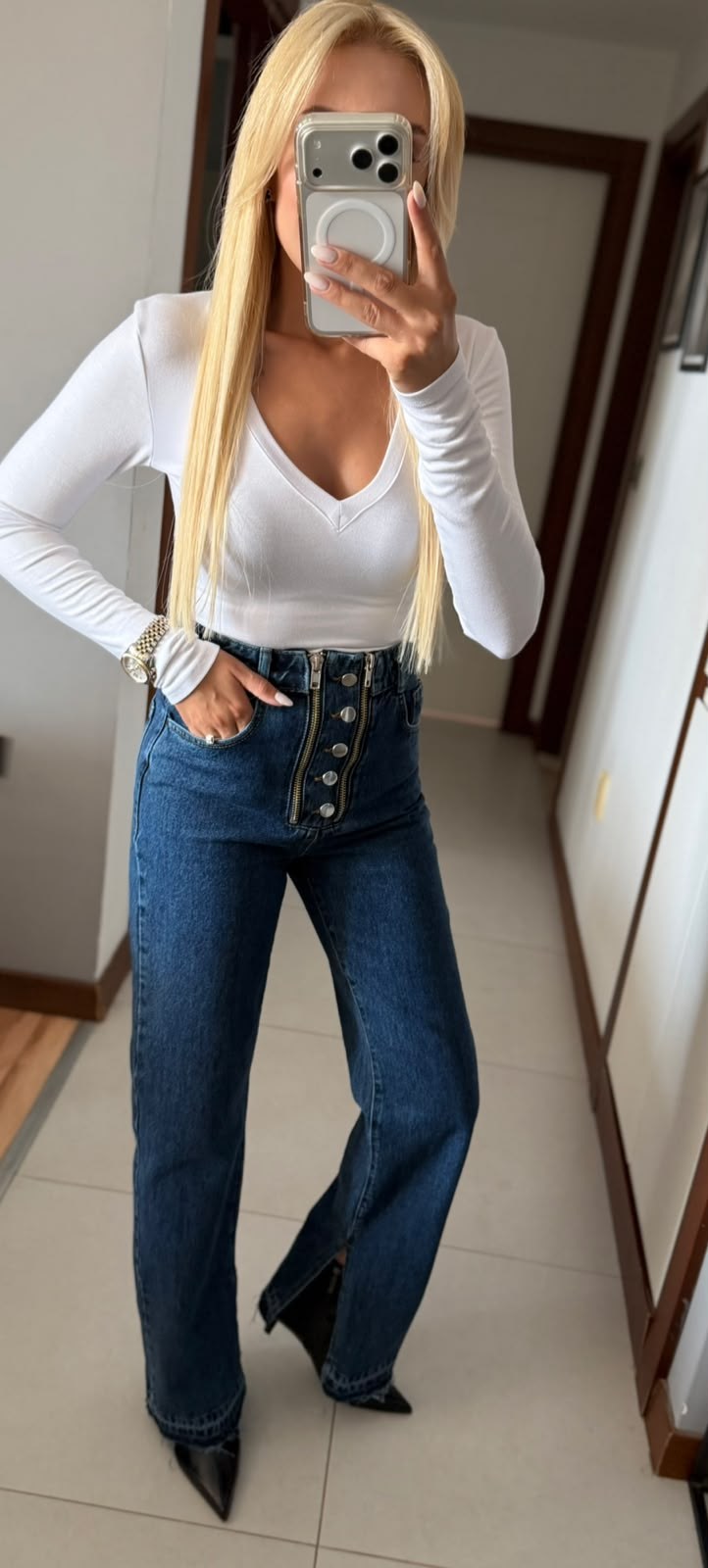 ÇİFT FERMUARLI PAÇASI YIRTMAÇLI JEAN