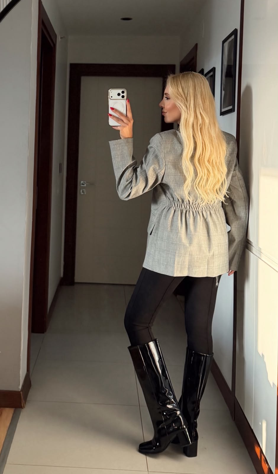 CORALİA GRİ EKOSE DİK YAKA DÜĞMELİ BLAZER CEKET