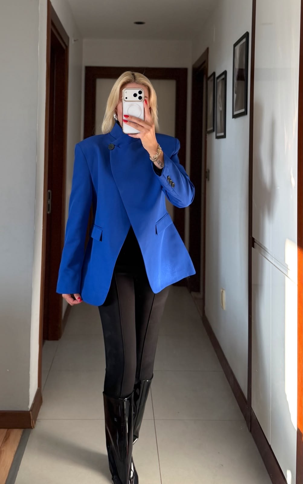 CORALİA MAVİ DİK YAKA DÜĞMELİ BLAZER CEKET