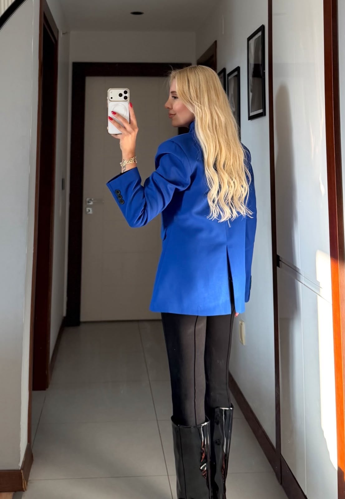 CORALİA MAVİ DİK YAKA DÜĞMELİ BLAZER CEKET