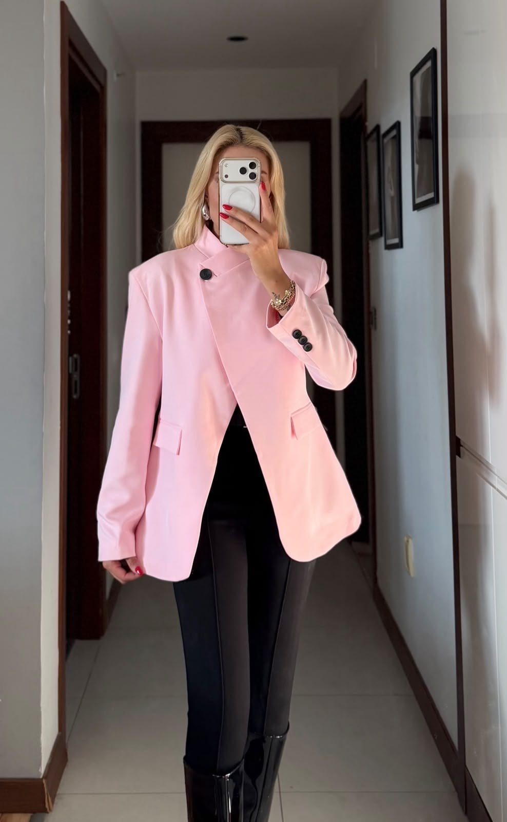 CORALİA PEMBE DİK YAKA DÜĞMELİ BLAZER CEKET