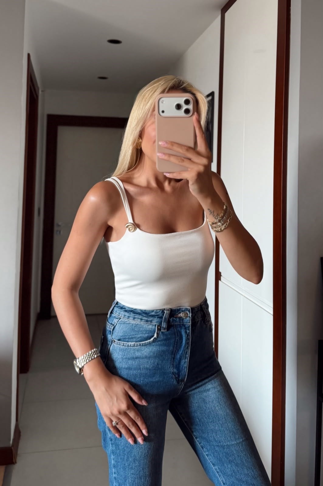 EKRU ASKILI TOKALI BODYSUİT