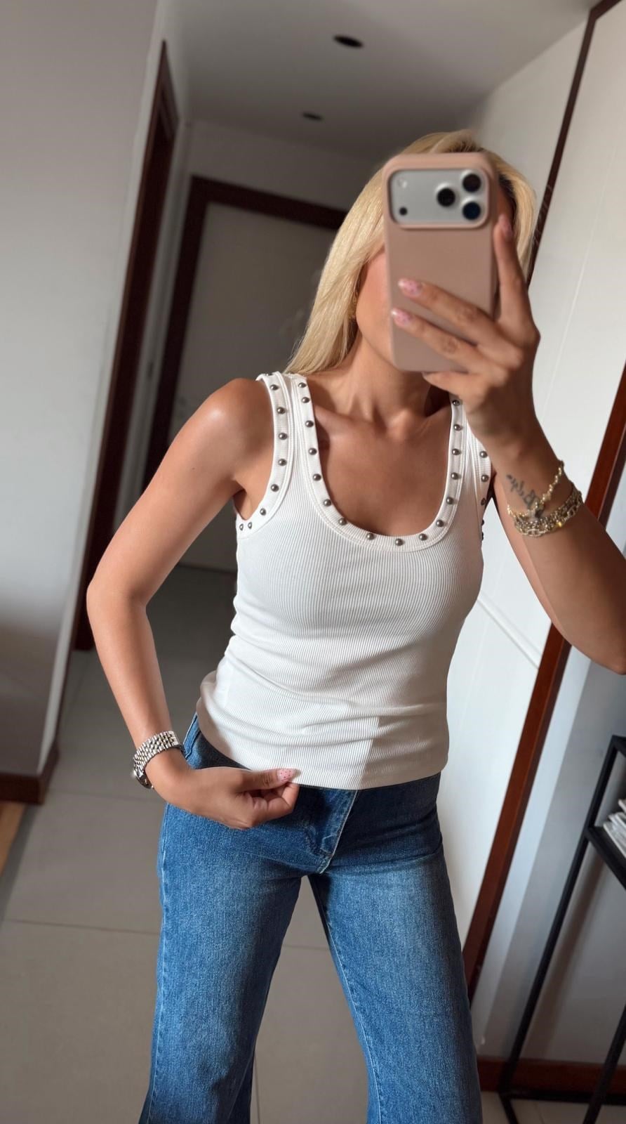 EKRU ZIMBA DETAYLI FİTİLLİ ATLET