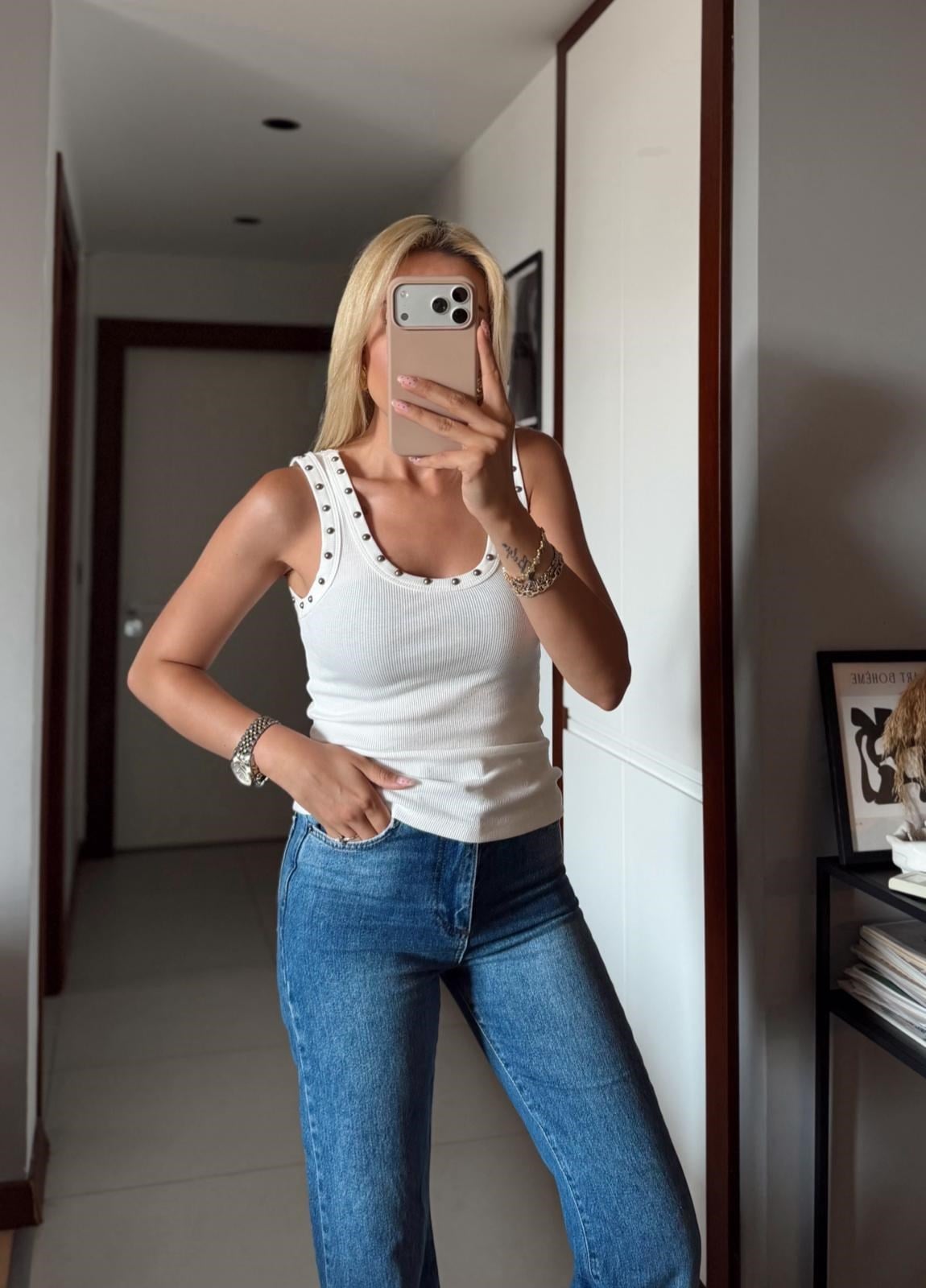 EKRU ZIMBA DETAYLI FİTİLLİ ATLET
