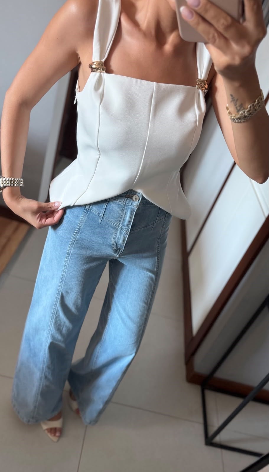 EVARA LİKRALI TENSEL KARIŞIMLII WİDE LEG JEAN