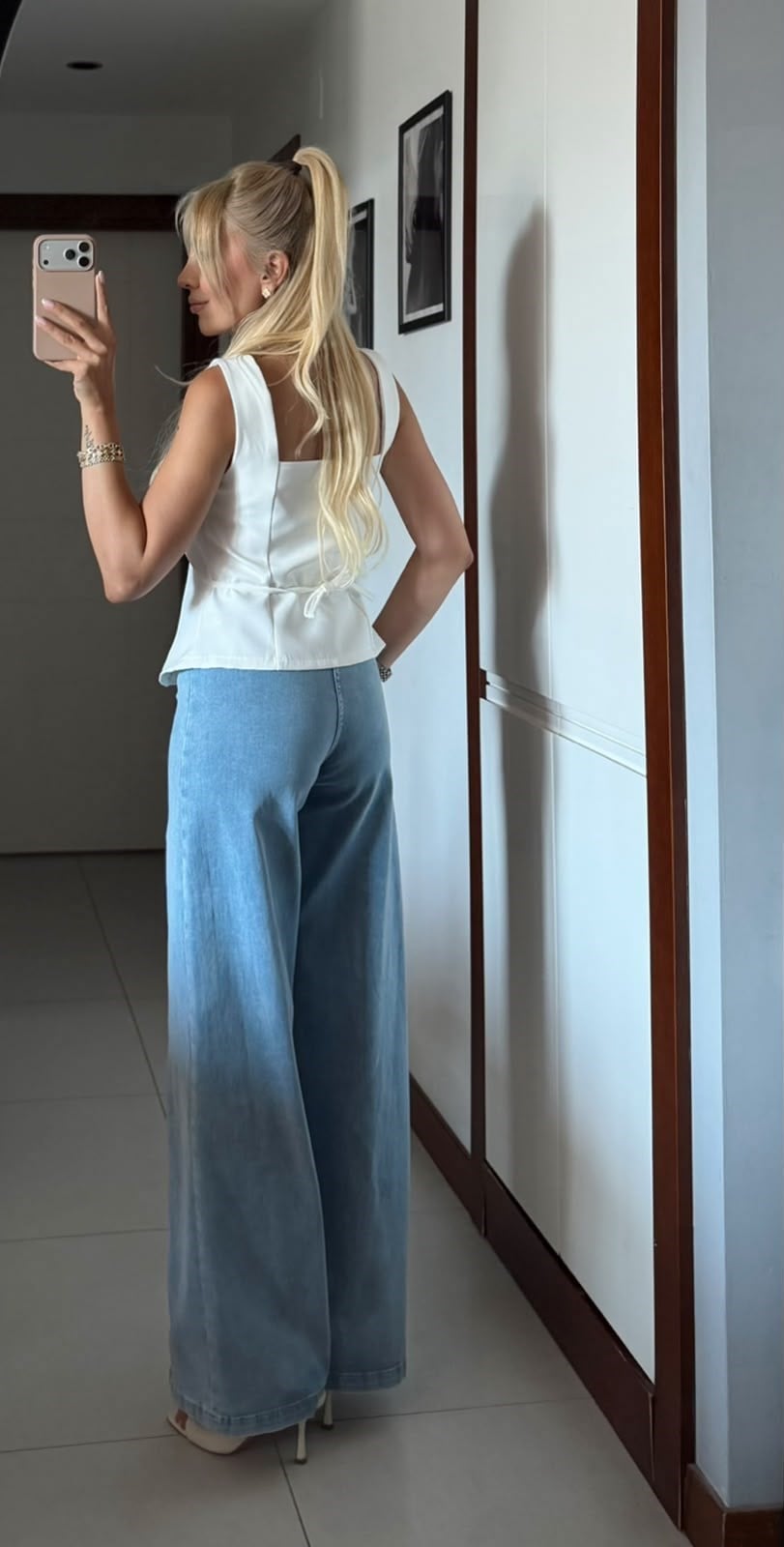 EVARA LİKRALI TENSEL KARIŞIMLII WİDE LEG JEAN