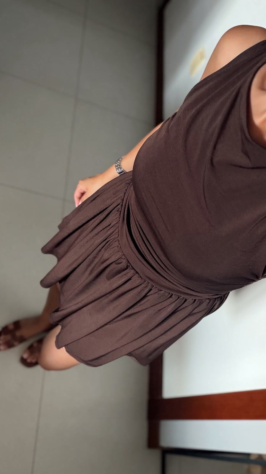 KAHVE ALORA ELBİSE