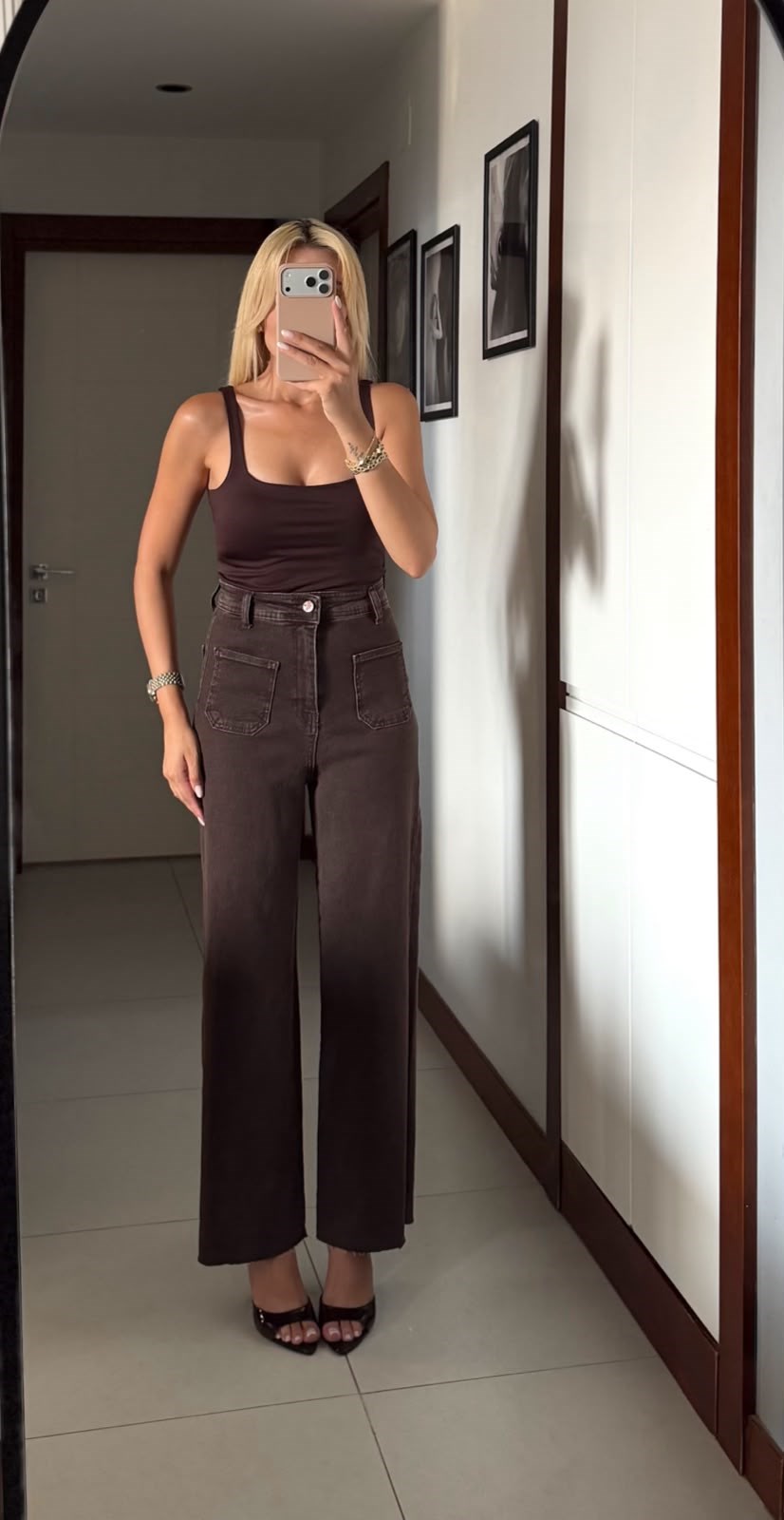 KAHVE CEP DETAYLI YÜKSEK BEL JEAN