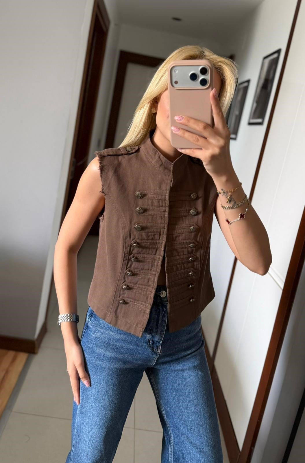 KAHVE ÇOK DÜĞMELİ YELEK