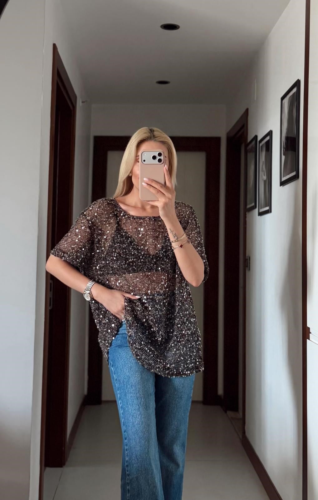 KAHVE ORJ MARKA ZR PUL DETAYLI BLUZ