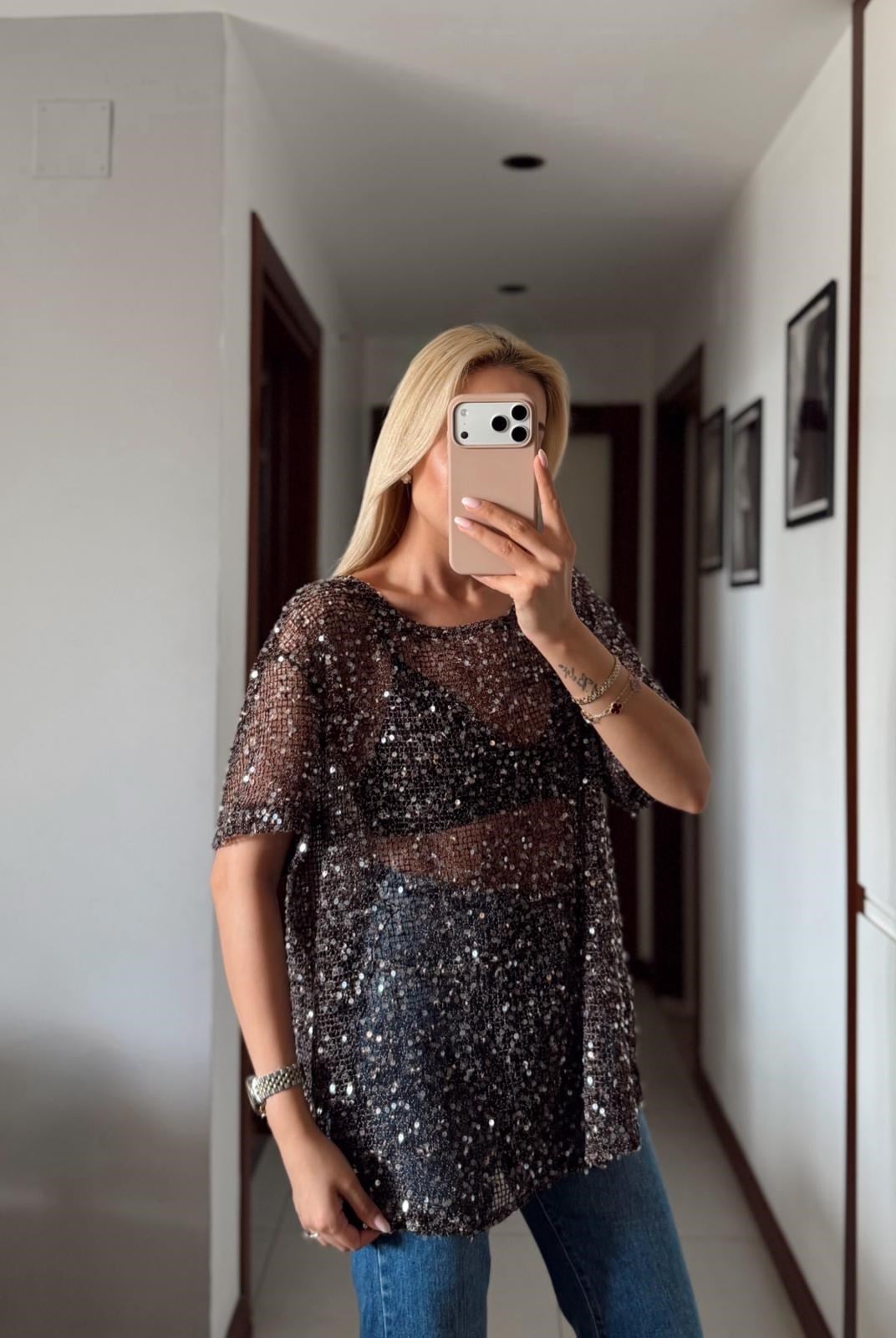 KAHVE ORJ MARKA ZR PUL DETAYLI BLUZ