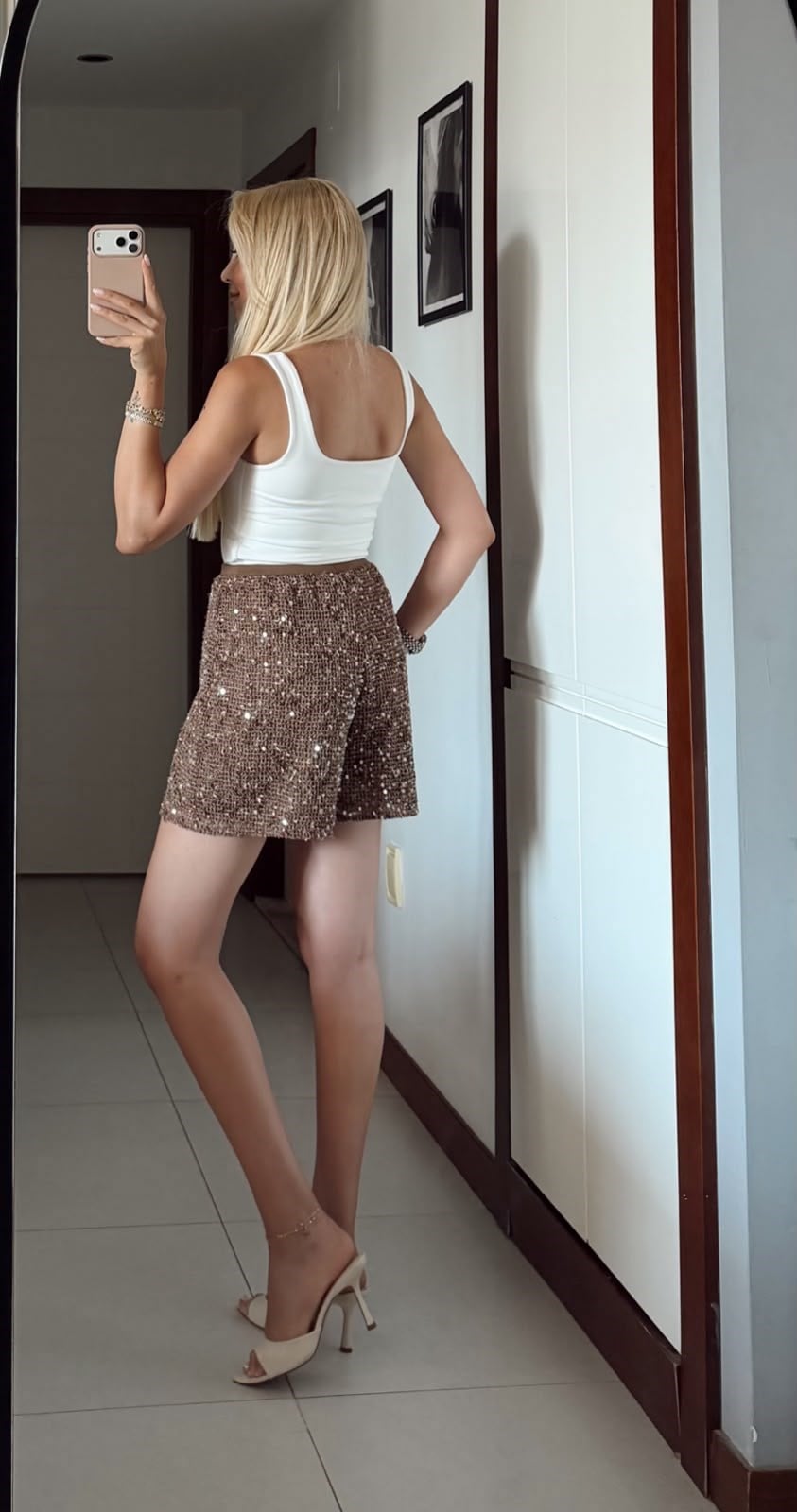 KAHVE ZR PULLU FİLE ŞORT