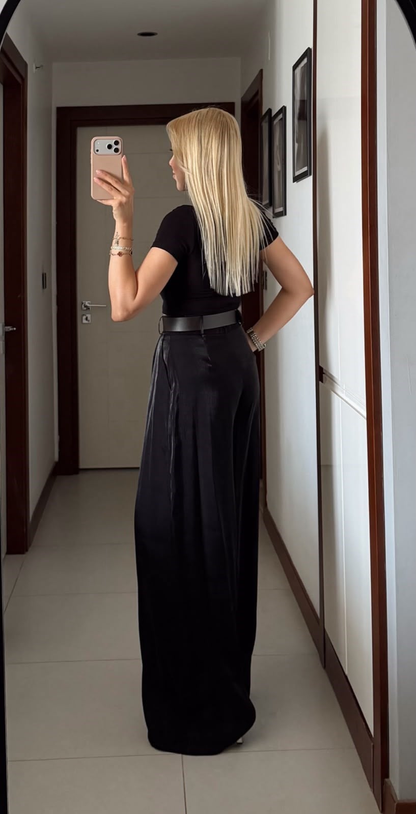 KEMERLİ DOKUMA EFEFKTLİ BOL PAÇA PANTOLON