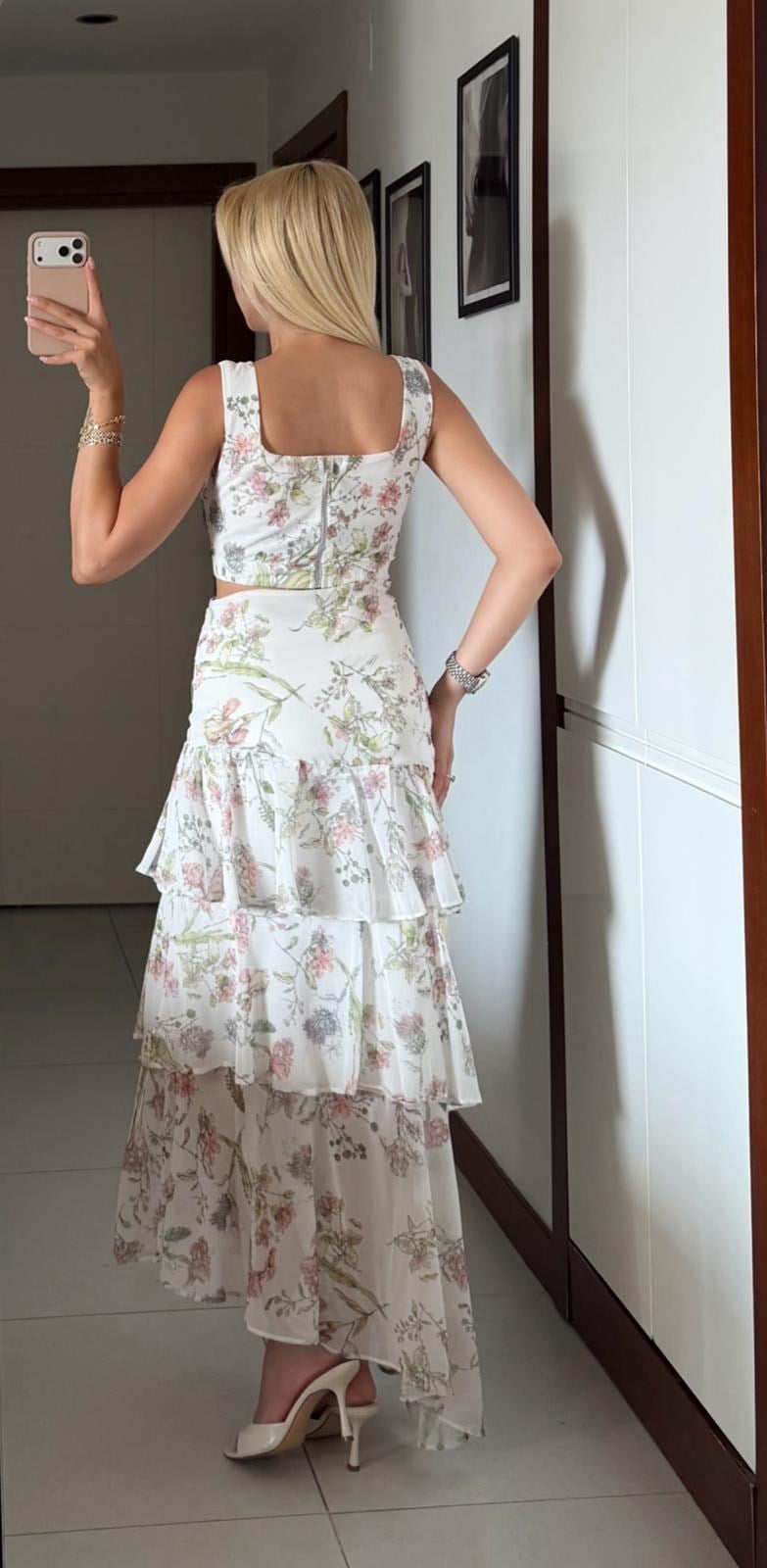 KENNA ÇİÇEK DESENLİ CROP ETEK TAKIM