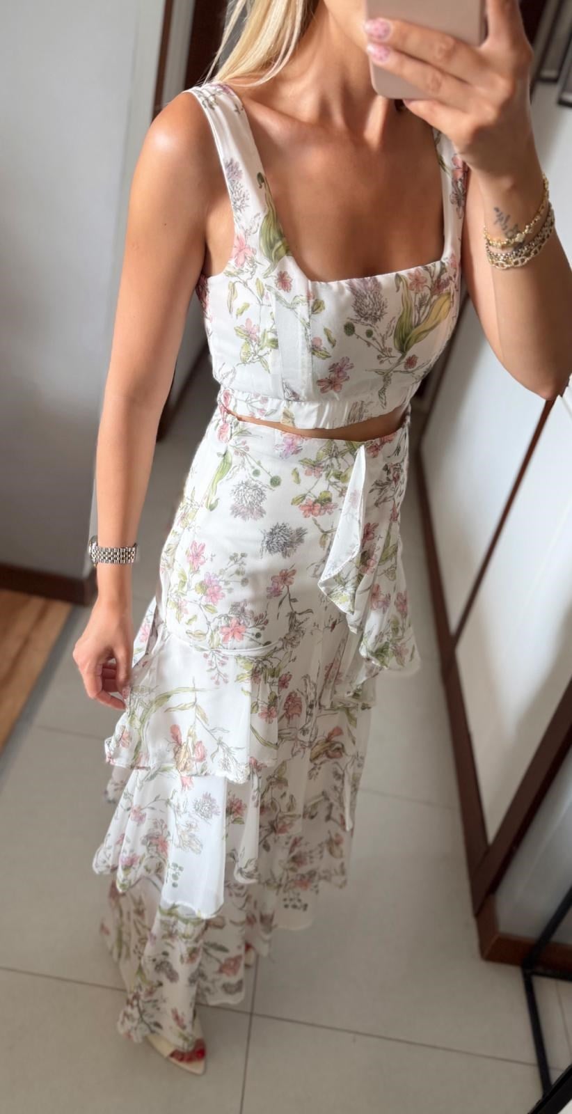 KENNA ÇİÇEK DESENLİ CROP ETEK TAKIM