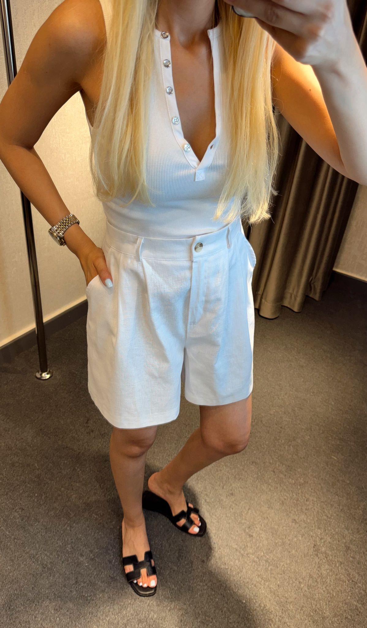 KETEN ŞEHİR BOY ŞORT BEYAZ