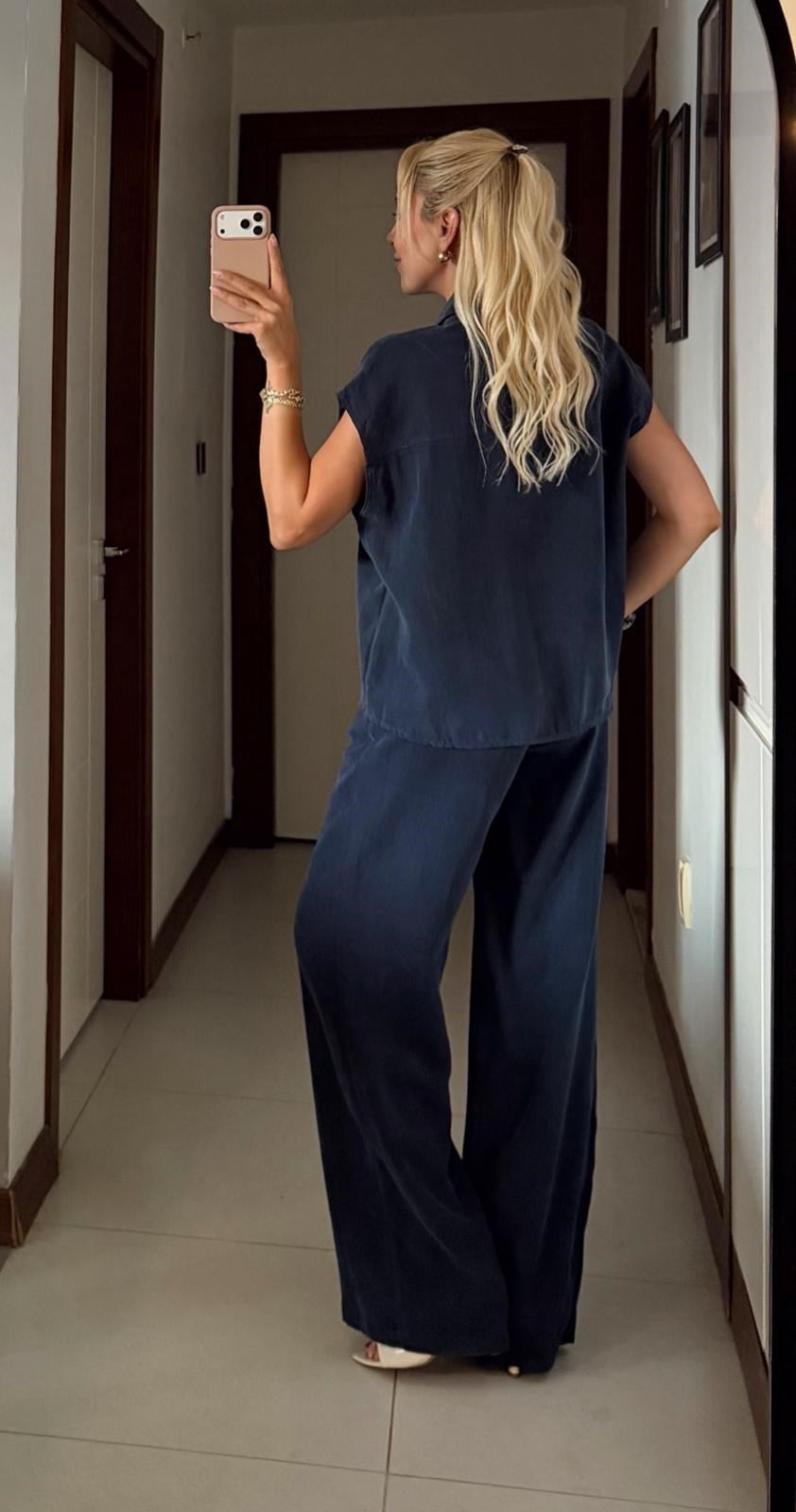 LACİVERT ENORA TENSEL SİLVER DÜĞMELİ YELEK PANTOLON TAKIM
