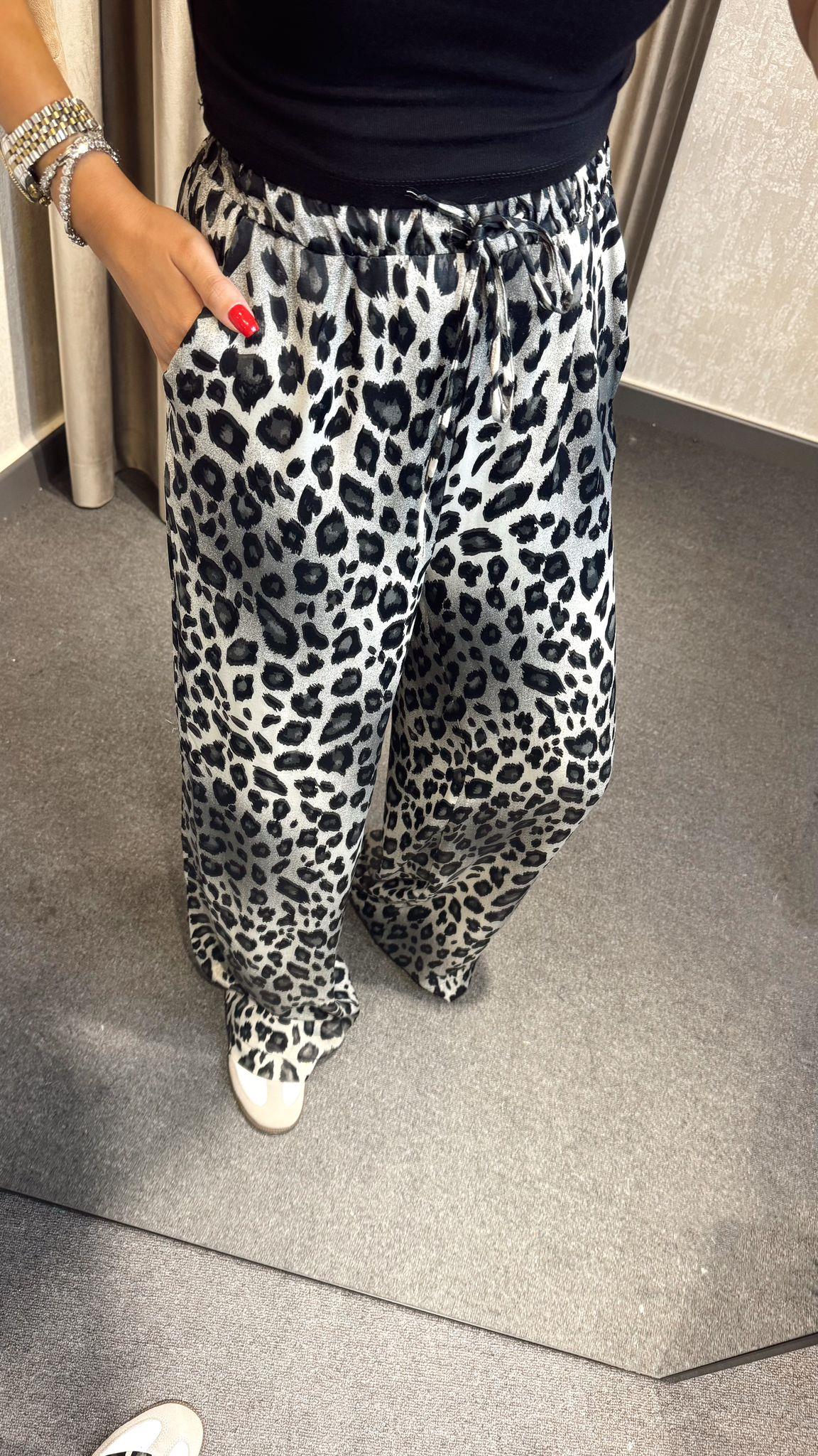 LEOPAR DESEN PANTOLON GRİ