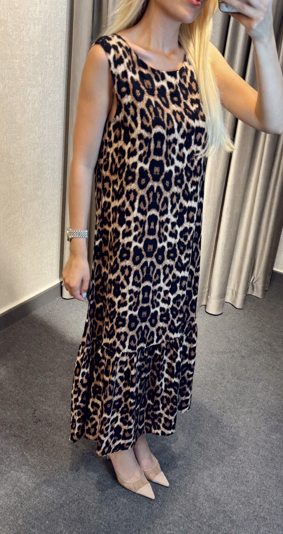 LEOPAR DESEN SIFIR KOL BASİC ELBİSE LEO