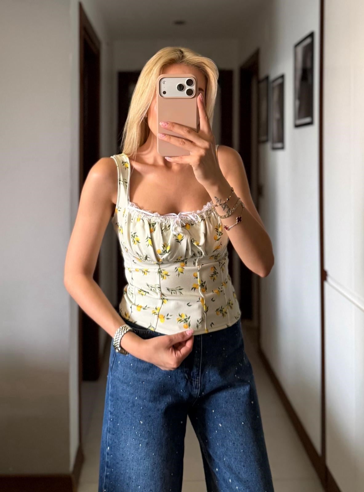 LİMON DESENLİ CROP