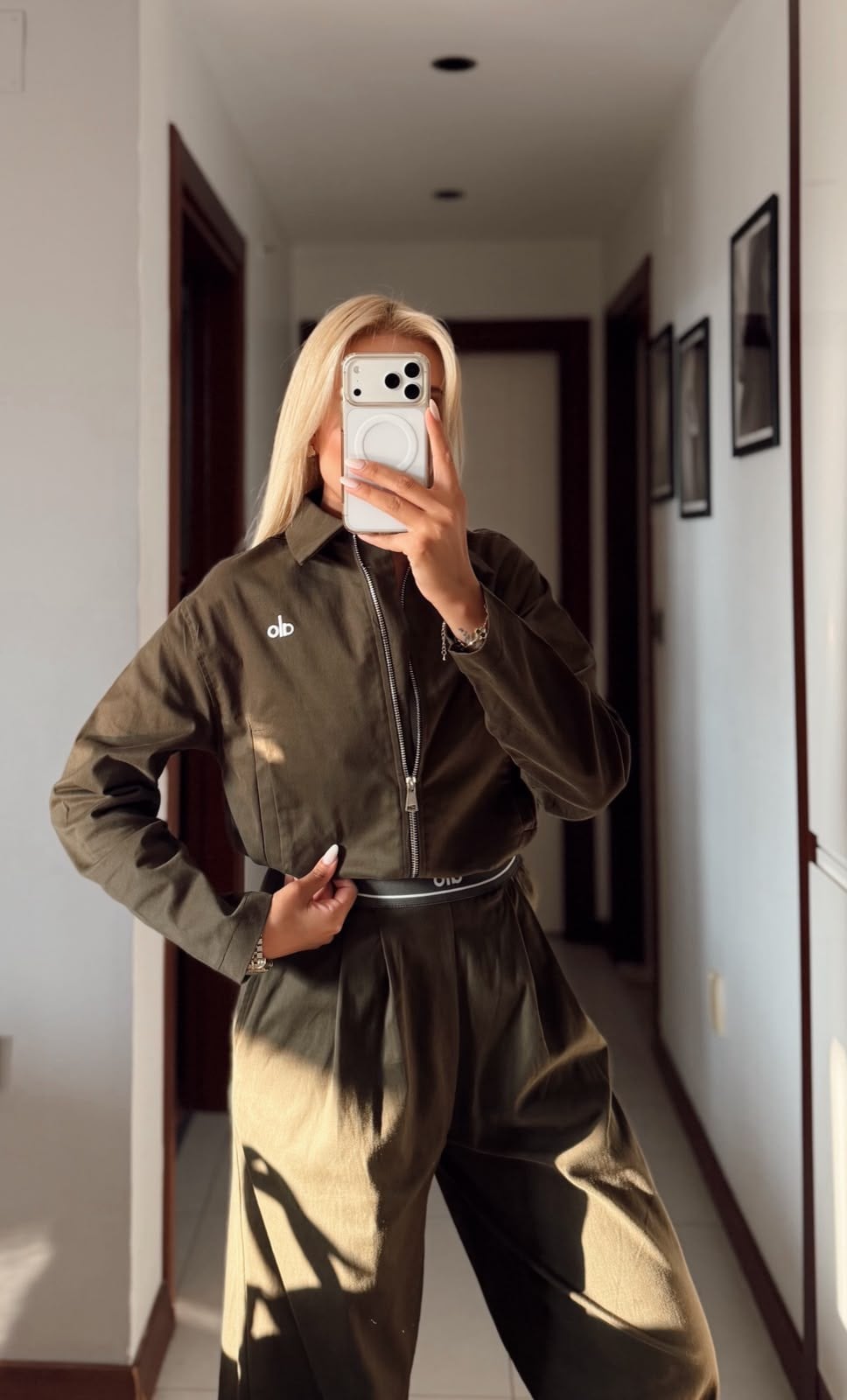 LOLA HAKİ FERMUARLI BÜZGÜLÜ CEKET PANTOLON TAKIM