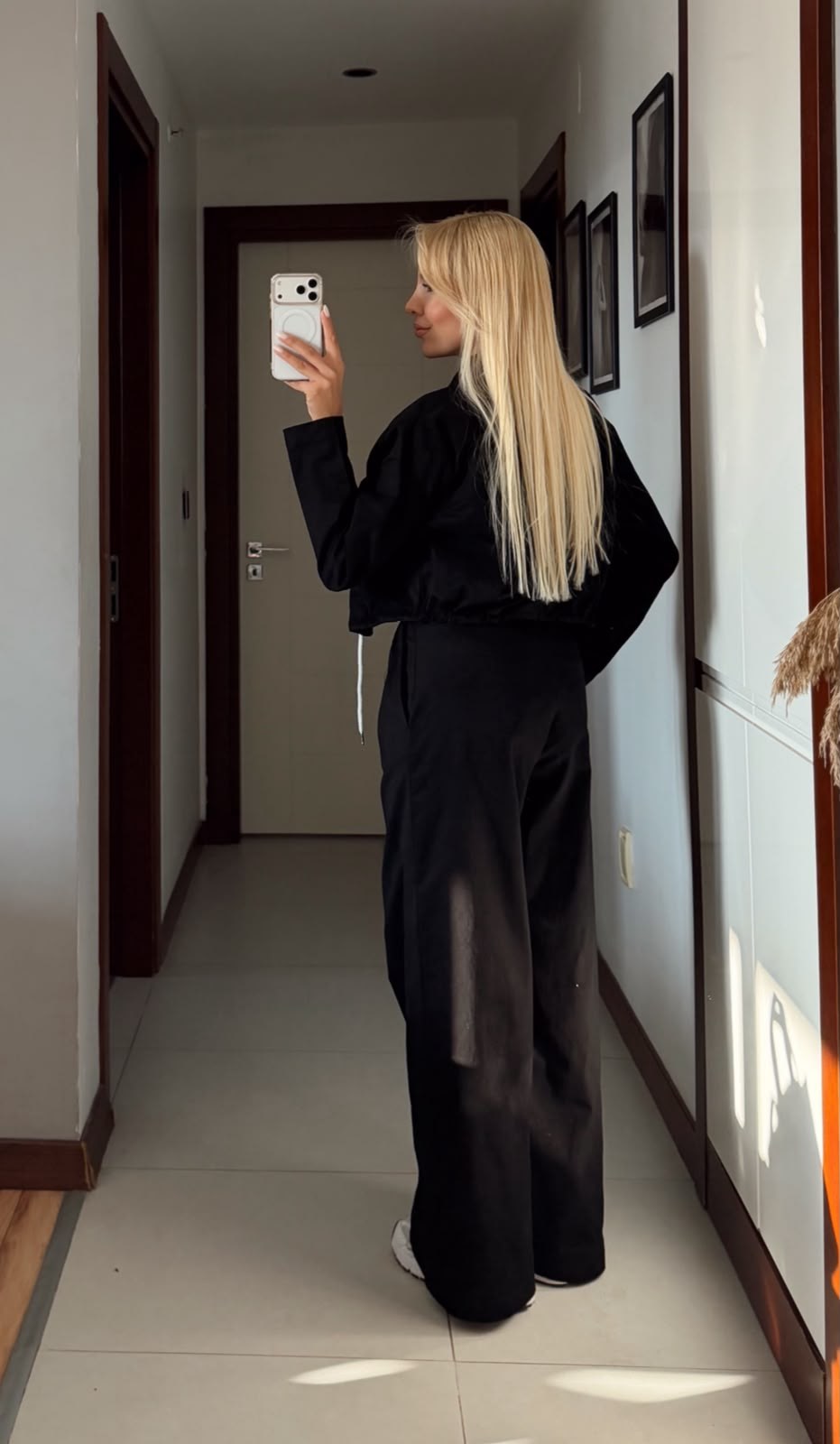 LOLA SİYAH FERMUARLI BÜZGÜLÜ CEKET PANTOLON TAKIM