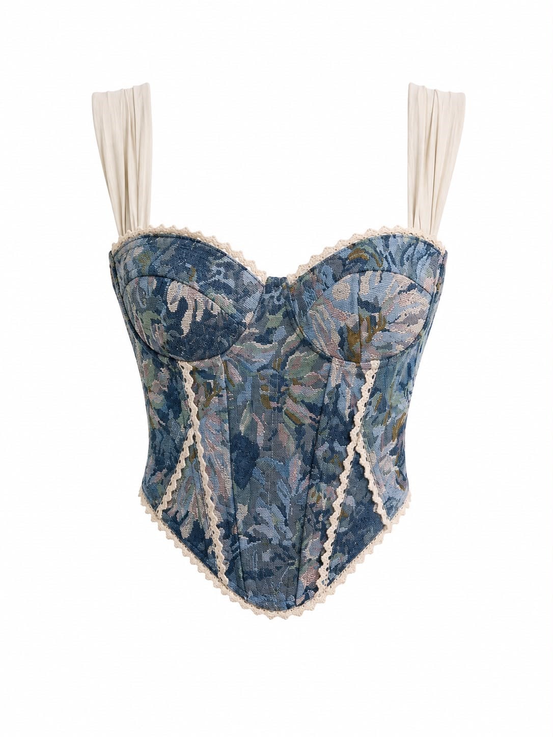 MAVİ MİNYU ÇİÇEK DESEN İTHAL KORSE