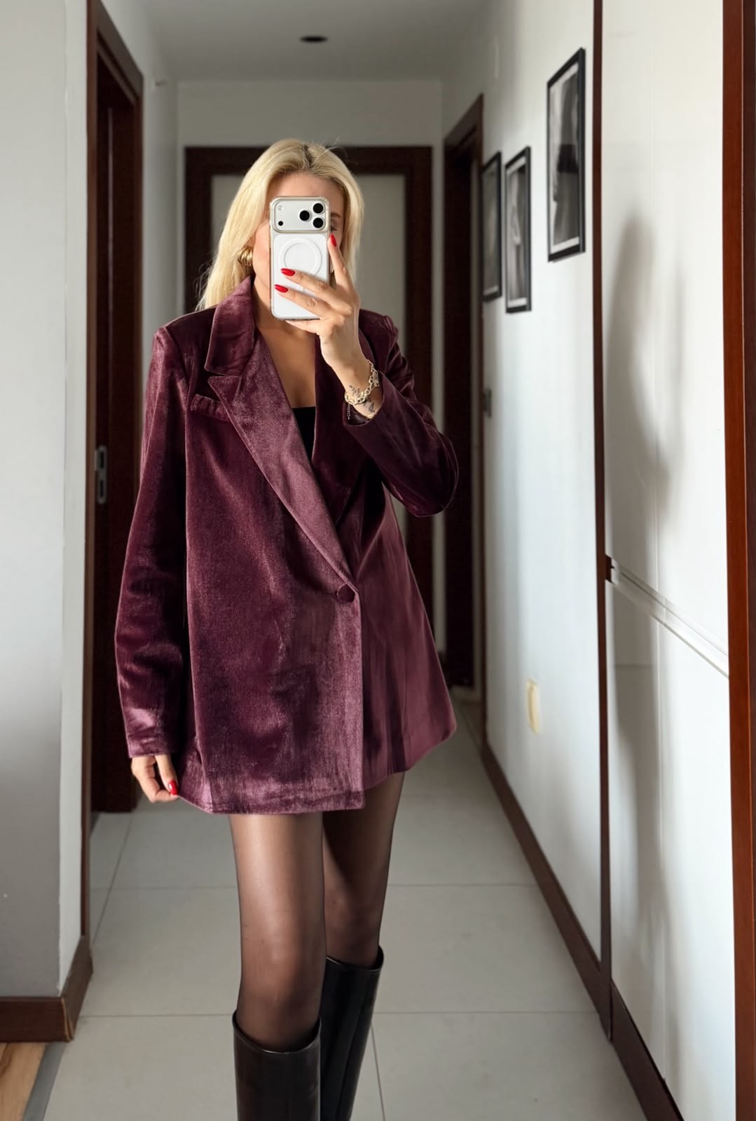 MOVERA MÜRDÜM KADİFE TEK DÜĞMELİ TASARIM CEKET