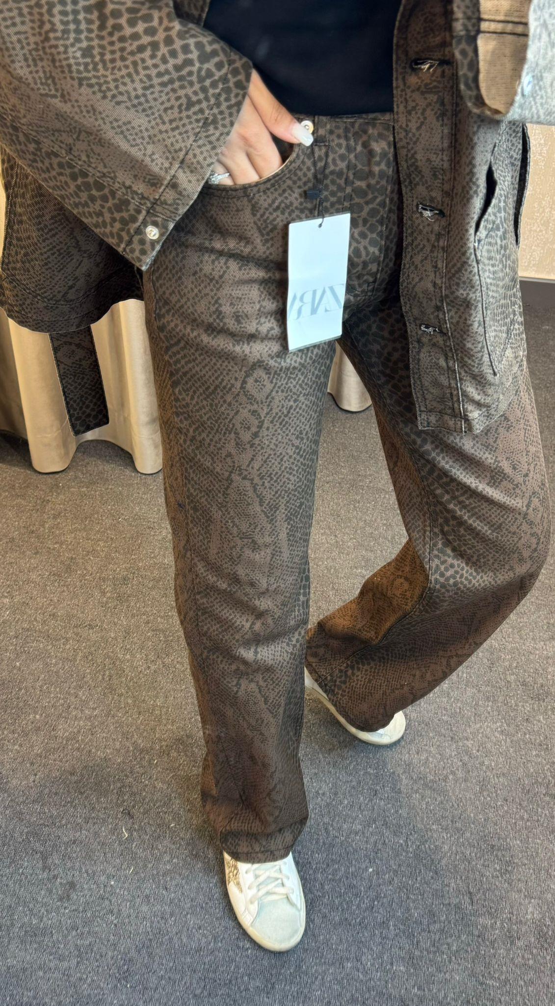 ORJ MARKA ZR LEOPAR DESENLİ STRAİGHT JEAN HAKİ