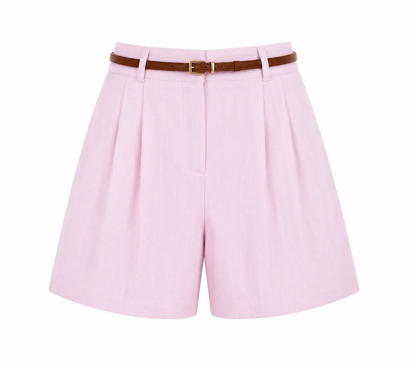PEMBE MASSİ BELİ LASTİKLİ KEMERLİ TENSEL ŞORT