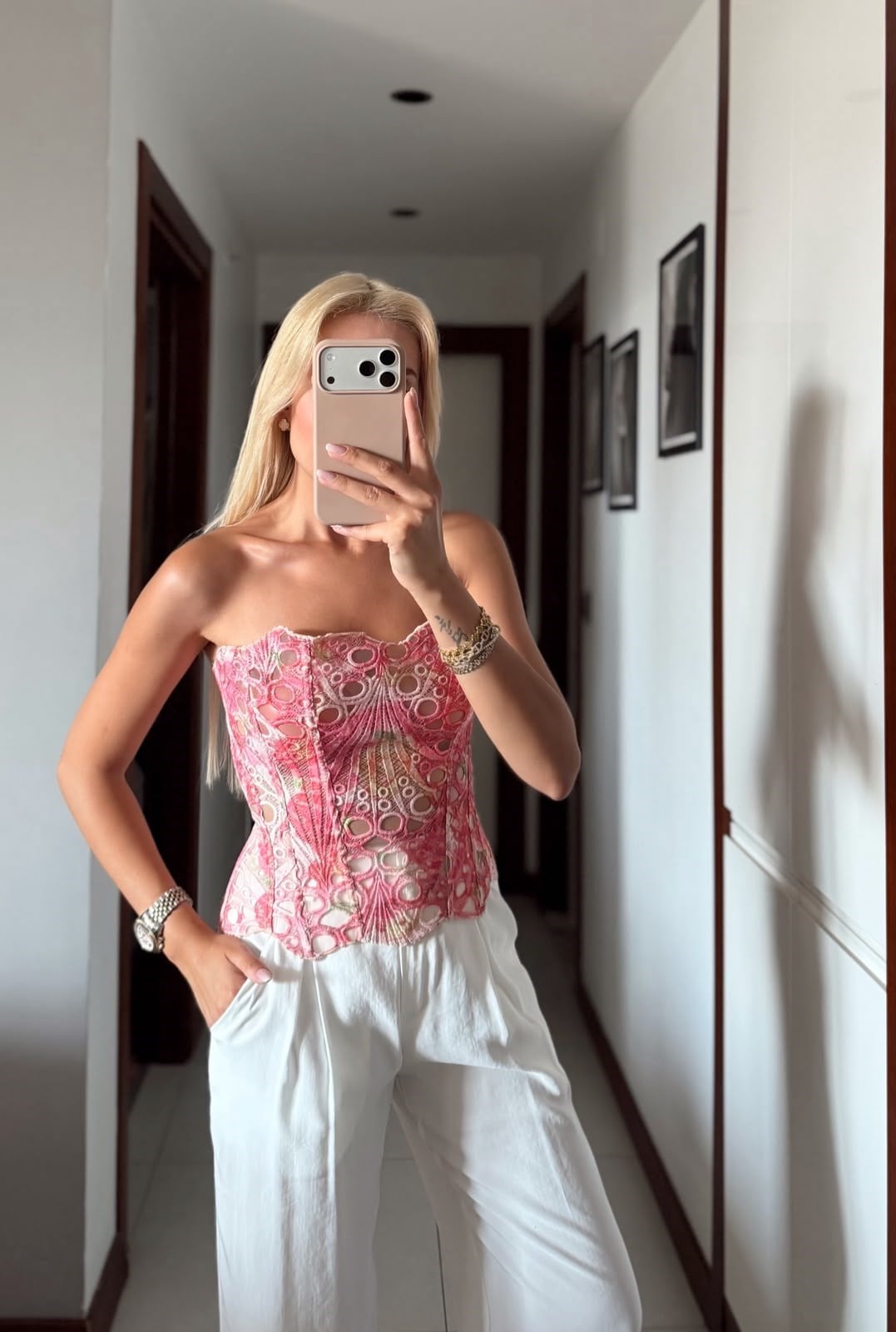 PEMBE YEHUA İTHAL TRANSPARAN KORSE BLUZ