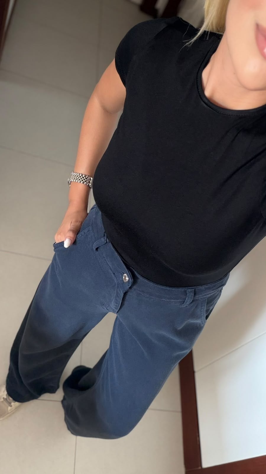 RHİN LACİVERT WİDE LEG TENSEL DENİM PANTOLON